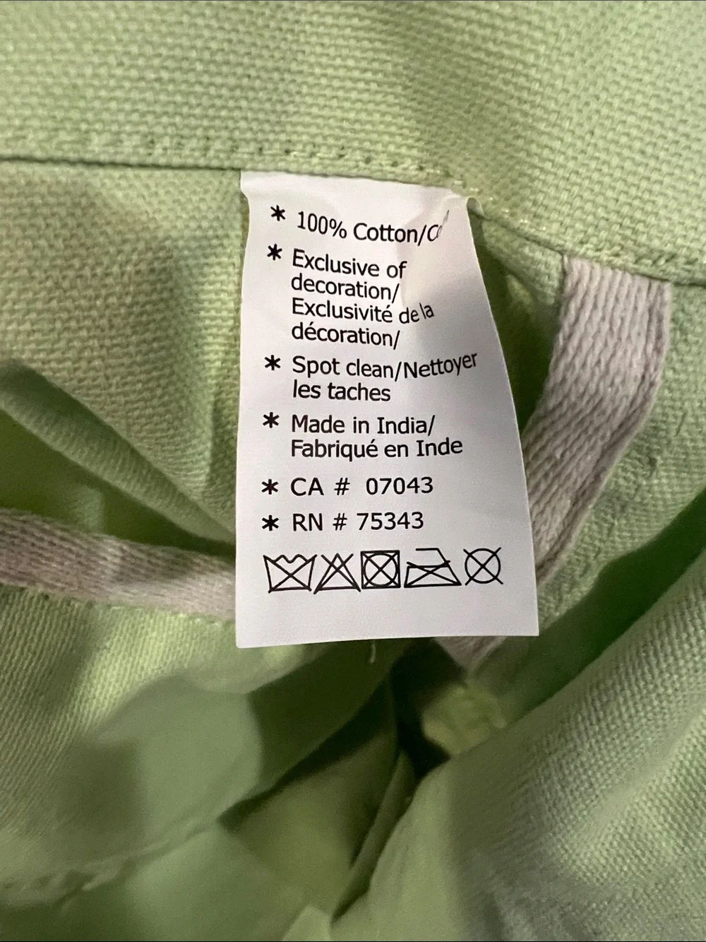 Green Ruffle Canvas Tote Bag with Webbed Handles